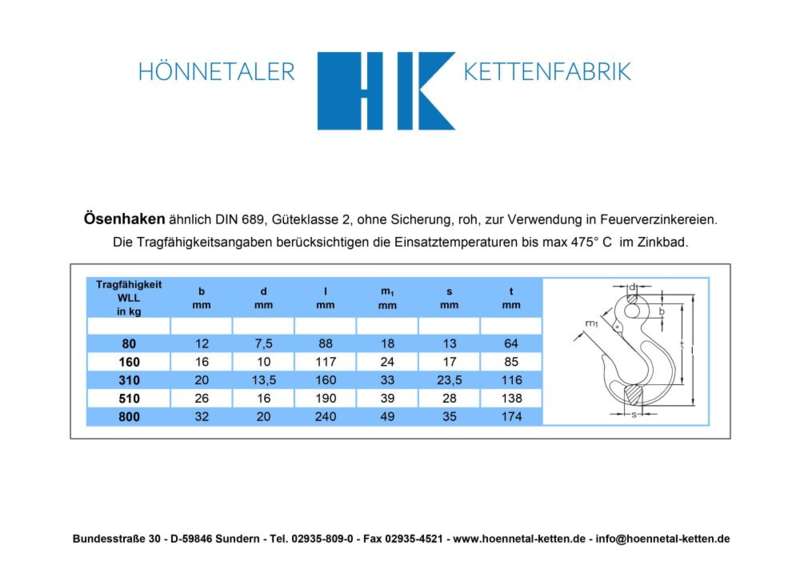 Ösenhaken für Feuerverzinkereien