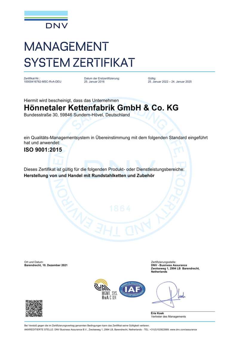 DNV-GL Management System Zertifikat ISO 9001:2015